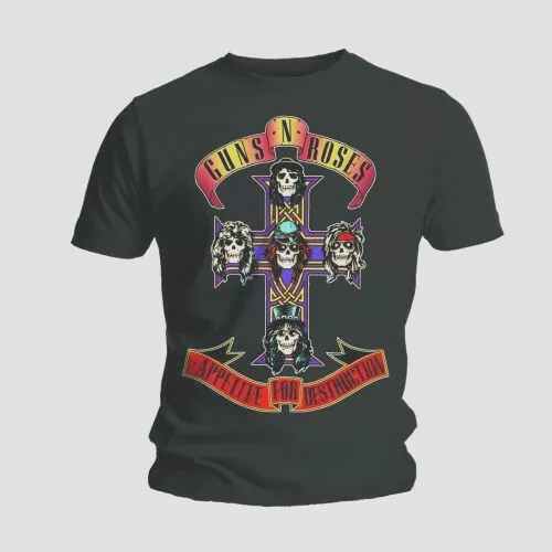 Guns N Roses T Shirt Appetite for Destruction Official Black Mens Tee Rock Slash