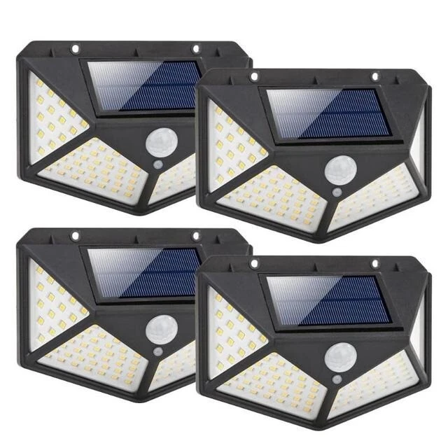 Lampe Solaire Extérieure 100 LED Détecteur Mouvement Eclairage Jardin Ecologique