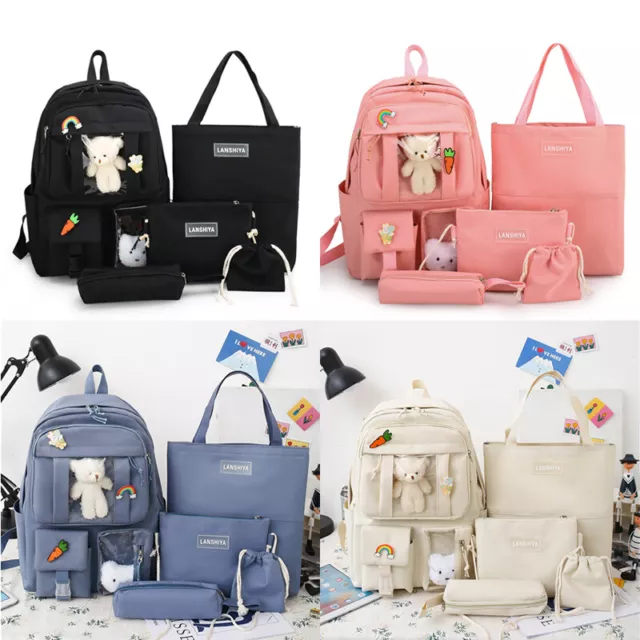 5pcs/set Backpack School Bags for Teenage Girls Backpacks Women Travel Backpacks