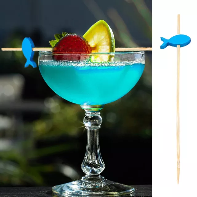 Stylish Blue Fish Cocktail Picks 100 PCS for Appetizers and Party Snacks