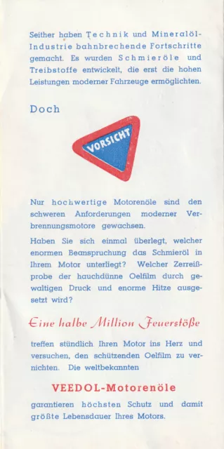 Prospekt Veedol Motorenöle alt Hamburg Amerikanische Mineralöl Gesellschaft MBH 2