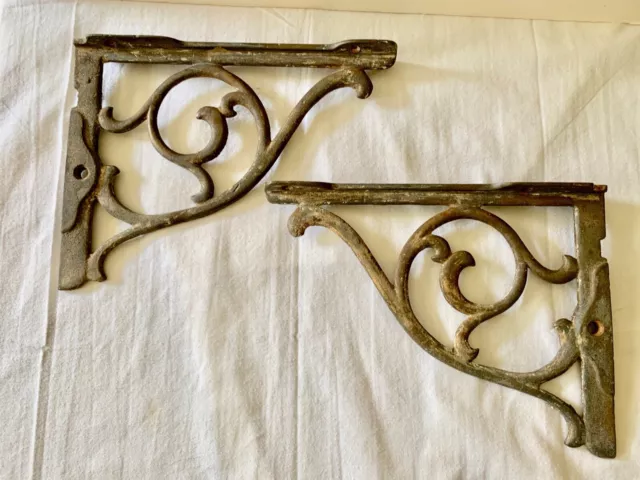 Antique Victorian Cast Iron Porch Shelf Overhang Corbel Brackets