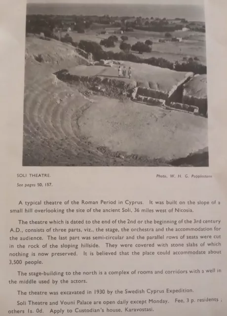 1946 Cyprus Ancient Greek City Kingdom" Theatre Of Soli"