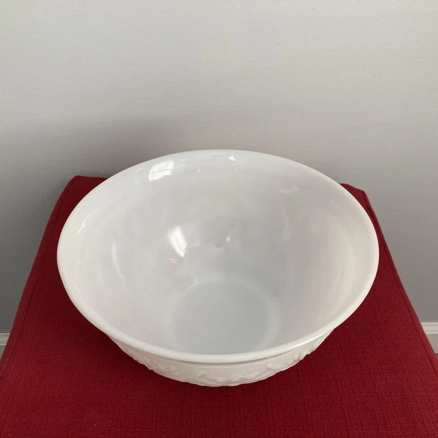 Anchor Hocking 1950s Sandwich Ivory Milk Glass Punch Bowl - No Stand or Cups