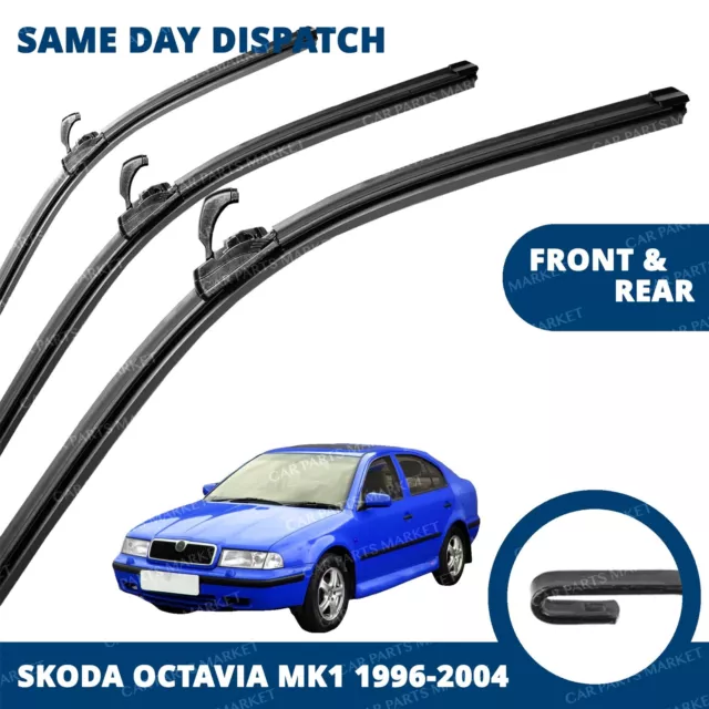 Front/Rear Windscreen 21" 19" 13" Flat Aero Wiper Blades for Skoda Octavia 96-04