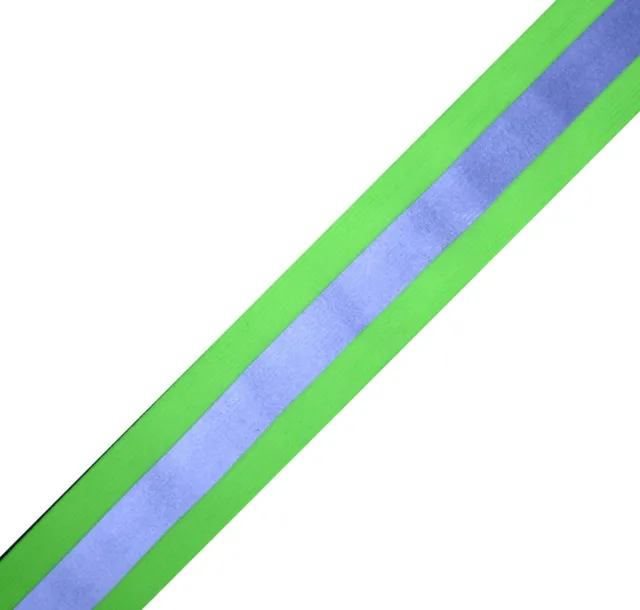Elastic Silver  Lime sew on REFLECTIVE TAPE 1 yardX2"