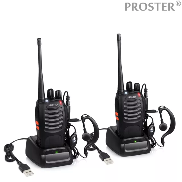 Proster 2× Walkie Talkie Sprechfunkgeräte Handfunkgerät Set UHF BF-888S Modell