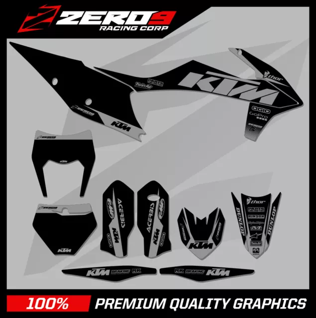 Ktm Motocross Graphics: Ktm Sx Sxf Exc Excf Xc Xcw 125-500 - Block  Blk/Grey