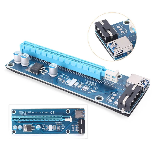 1x to 16x Extender Riser Card Adapter SATA Power Cable PCI-E Express ew7 USB3.0