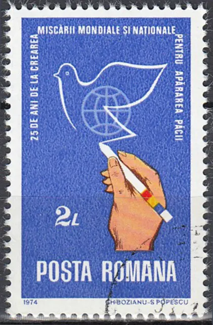 Rumänien gestempelt Tier Vogel Taube Friedenstaube Animation Zeichnung / 572