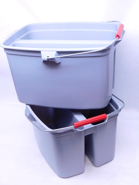 2 PACK - Rubbermaid 2628-88-GRAY Gray Plastic Double Pail/Bucket 19 qt. (HR)