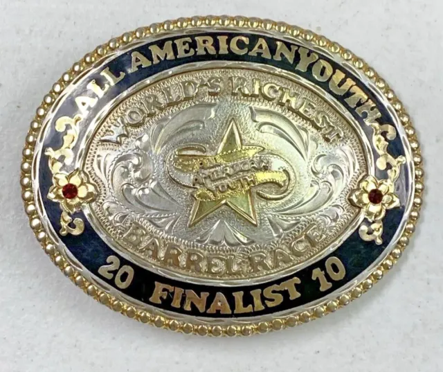 Champion Trophy 2010 Youth Barrel Racing Belt Buckle Tres Rios Silver