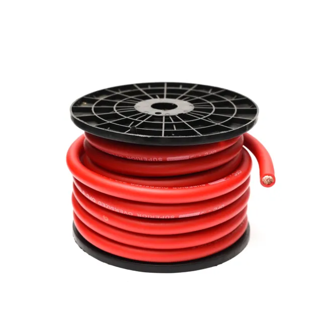 0 GAUGE OFC 65mm² 0 AWG RED POWER CABLE WIRE PER METRE OXYGEN FREE COPPER