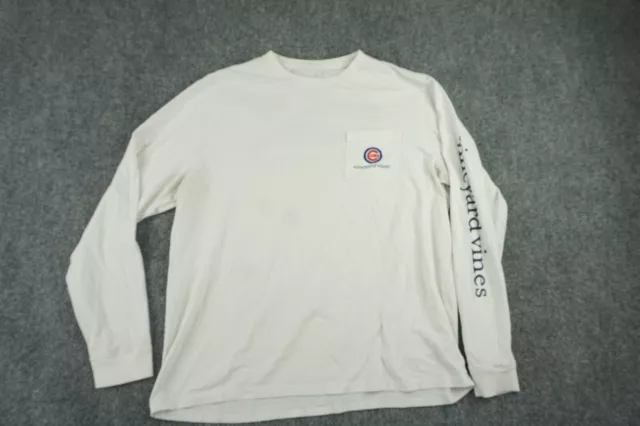 Vineyard Vines Chicago Cubs Shirt Mens White Large Long Sleeve Whale Graphic Ivy