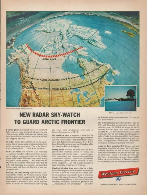 1955 Western Electric New Radar Sky-Watch Guard Arctic Frontier Bell Print Ad