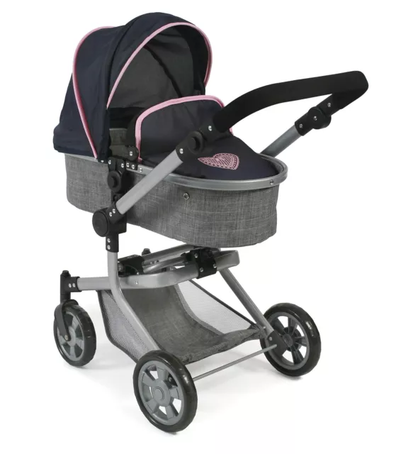 Puppenwagen Bayer Chic 2000 Mika 2 in1 Kombipuppenwagen Melange Grau SEHR GUT