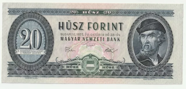 HUNGARY 20 Forint 1975 aUNC, P-169f