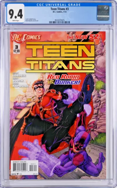 Teen Titans #3 CGC 9.4 (Jan 2012, DC) Scott Lobdell, 1st full Solstice, Bunker