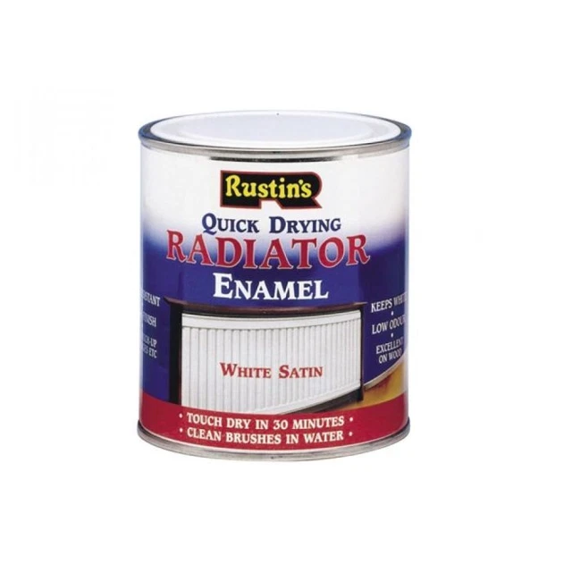 Rustins Radiatore Smalto Satinato Bianco 500ml Basso Odore 30min Asciutto