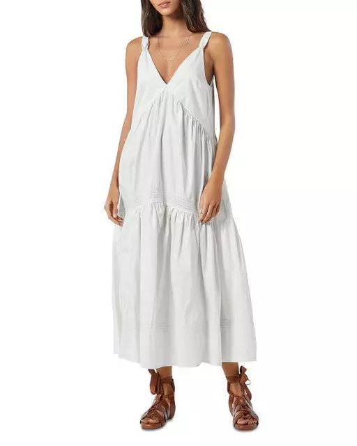 Joie Women's Bondi Sleeveless Double V-Neck Tiered Maxi Dress White X-Large XL