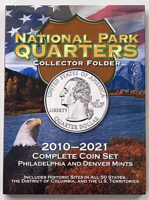 U.S National park Quarters Collector Folder 2010-2021 P&D Complete Coin Set. A1