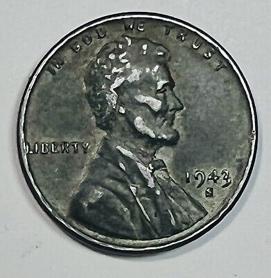 1943 S Lincoln 1 Cent Steel Wartime Era Repunched Mintmark Error Coin 4941