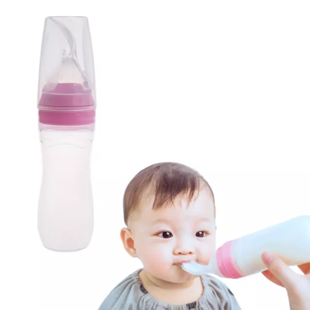 1Pc Infant Baby Silicone Feeding With Spoon Feeder Rice Cereal Bottle 120ML