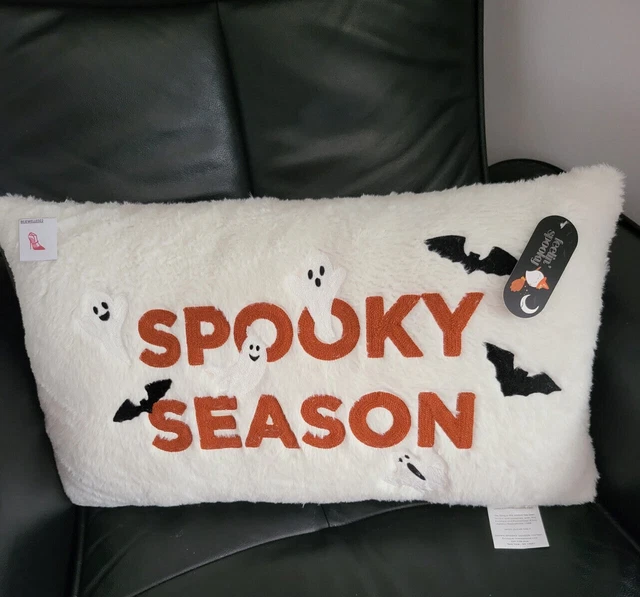 TK MAXX HALLOWEEN Faux Fur Spooky Season Cushion with Ghosts