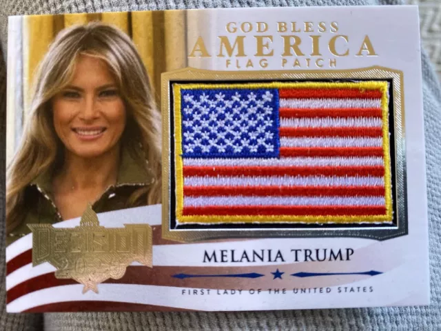 Melania Trump 2020 Decision SILVER FOIL GOD BLESS AMERICA FLAG PATCH GBA45