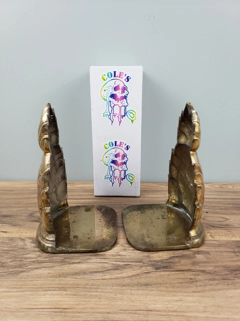 Vintage Mid Century Pair Of Brass Pineapple Lacquered Brass Heavy 2