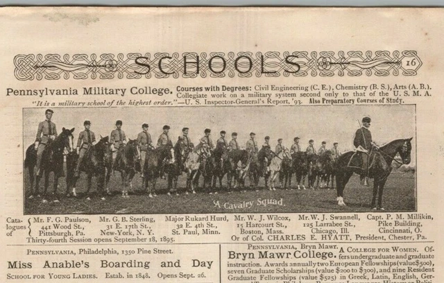 1890s-1910s Print Ad Schools Pennsylvania Military College, Taught by Mail