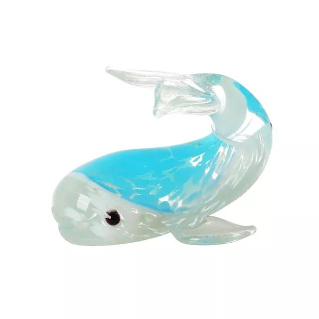 Hand Blown Art Glass Animal Whale Figurine Light Blue Blown Glass Whale Gift