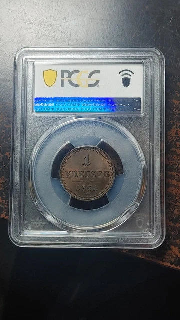 1851 A Austria 1 Kreuzer PCGS MS63 RB Red Brown                             2635 3