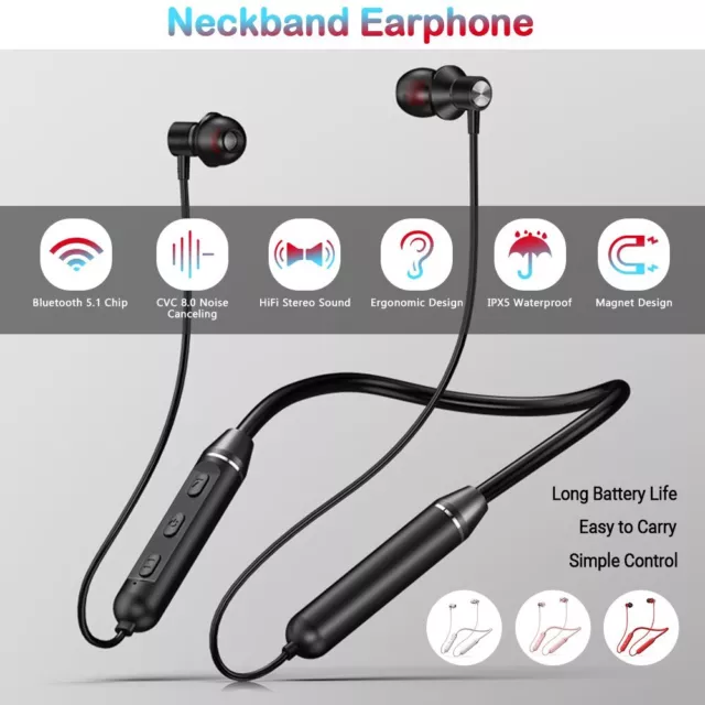 Bluetooth Headphones Wireless Stereo Earphones Sport Headset Waterproof Earbuds