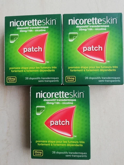 3 boites Nicoretteskin 25mg/16h -28 patchs transdermiques par boites = 84 patchs