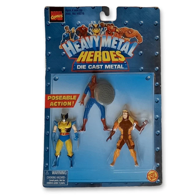 Vtg. 1990's Marvel Comics Heavy Metal Heroes Die-Cast Metal Action Figures Lot