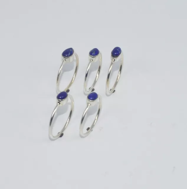 WHOLESALE 5PC 925 SOLID STERLING SILVER BLUE LAPIS LAZULI RING LOT GTC258 O d102