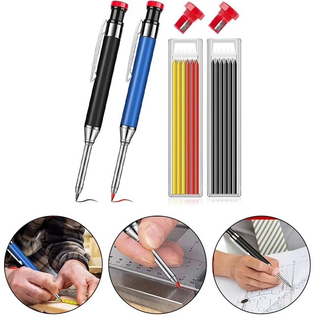 12 Marqueurs Indélébiles Pour Trous Profonds - Pointe Fine 22mm, Encre Permanente - Pour Métal, Bois, Zones Difficiles D'accès