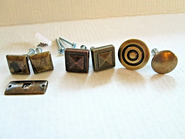 Lot de 6 boutons d'armoire finition laiton et laiton tirages tiroir 2