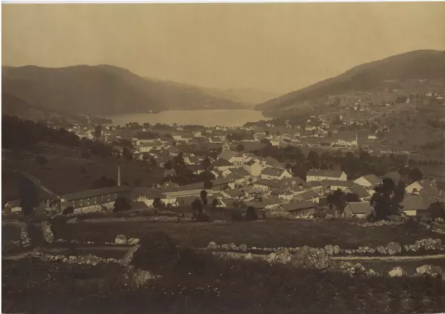 France, Gérardmer, Panorama de la Ville et du Lac Vintage Albumen Print Tirage