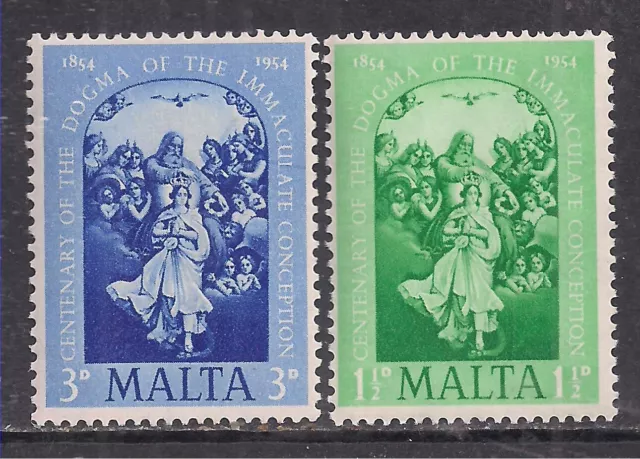 Malta 1956 QE2 2 Umm stamps  3d & 1 1/2d SG 264-263 ( T954 )