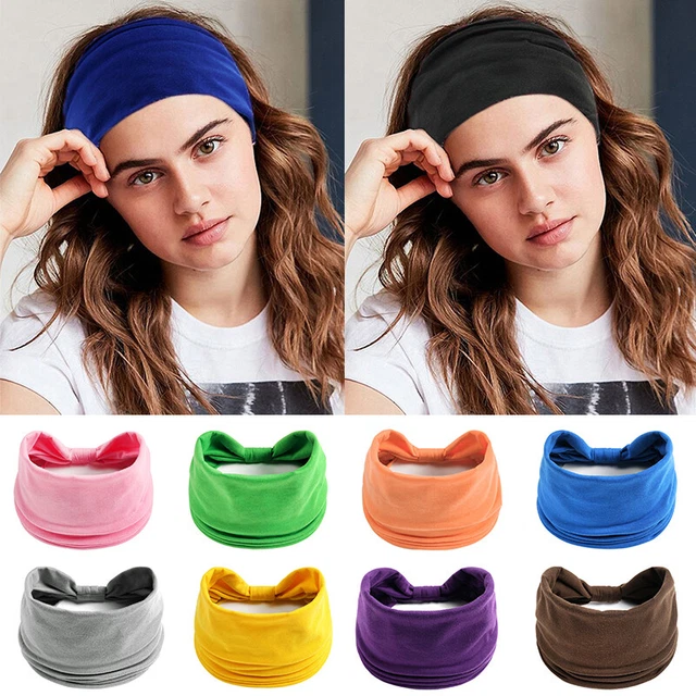 Fasce Per Capelli Larghe Donna - Set Di 6 Colorate - Per Yoga, Sport, Stile Boho - Cotone Elastico