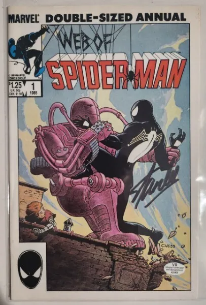Web of Spider-Man Double sized annual #1 1985 Autographed by Stan Lee With COA