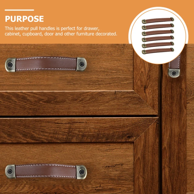 6 Pcs Cabinet Handles Kitchen Leather Drawer Pulls Dresser Pulls Door Handle 11