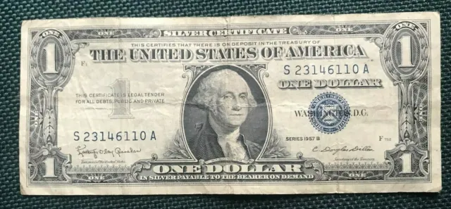 1957 B Silver Dollar Certificate Blue Seal #S23146110A circulated