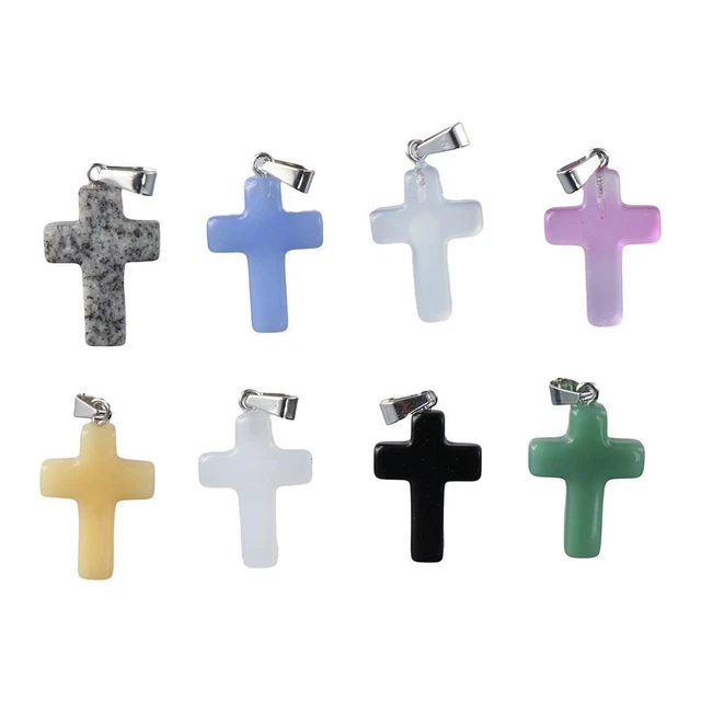 Natural stone sales cross necklace