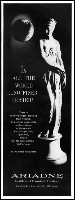 1965 Ariadne goddess of exquisite hosiery statue vintage photo Print Ad adL37