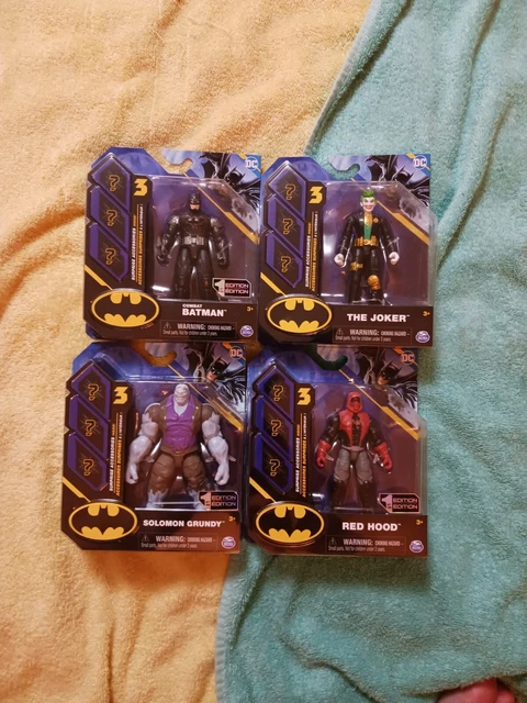 2022 SPIN MASTER DC 4” COMBAT Batman, Joker Solomon Grundy, & Red Hood. Lot of 4