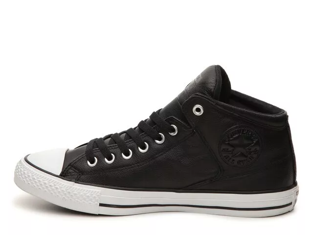 Converse Mens Chuck Taylor All Star High Street Mid Sneaker Leather Black