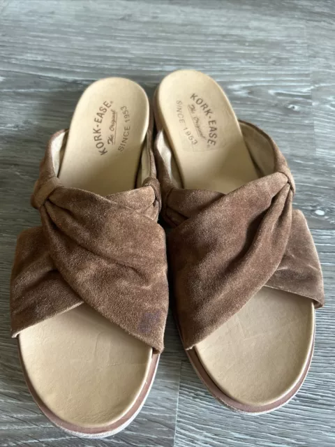 KORK EASE SANDALS Women 9 Brown Nogales Leather Strappy Flats